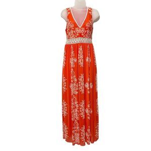 A Calin by Flying Tomato Orange Maxi Dress Sleeveless Empire Waist Small